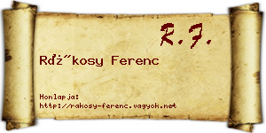 Rákosy Ferenc névjegykártya